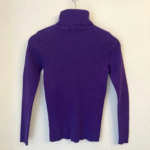Lauren Ralph Lauren Turtleneck Sweater Women XS Ribbed Purple - Picture 3 of 10